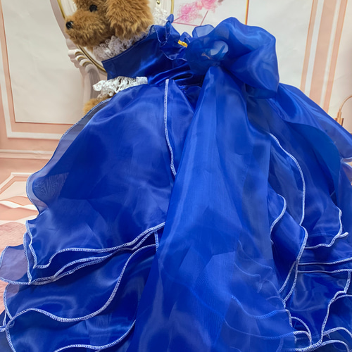 犬　わんちゃん用　ロングドレス　ドレス　ブルー 犬猫うさちゃん 大切な日にはスペシャルなドレスを♡ 人気カラー