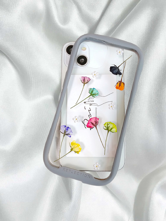 iPhoneケース　スマホケース　カラフル ミニ薔薇の携帯カバー 1枚目の画像