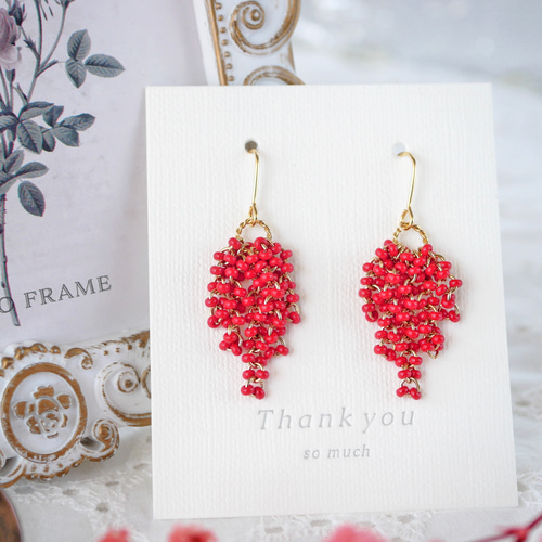 再販20　春　フリンジ　ボルドー　赤　ピアス　イヤリング　タッセル　アクセサリー de57c64248772254218fe11ed6ccbb