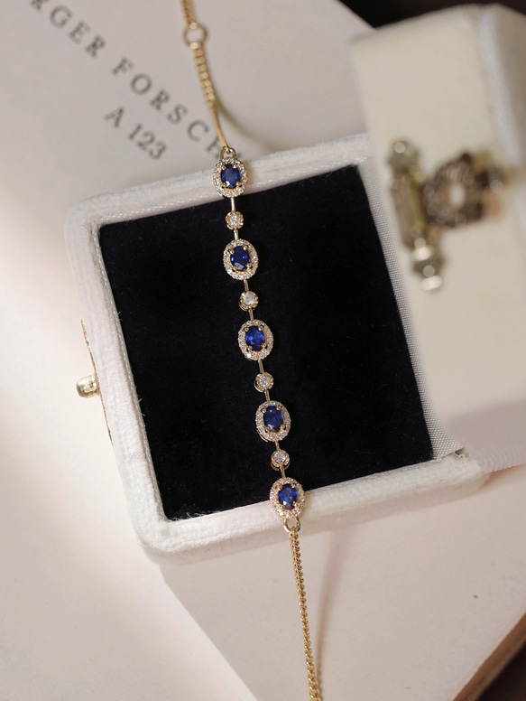 天然ダイヤモンド付きサファイアブレスレットk18 ブレスレット パール  