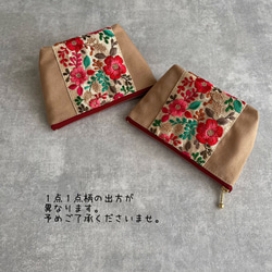 カラフルフラワー☆インド刺繍×帆布☆コンパクトサイズ/マルチポーチ 6枚目の画像