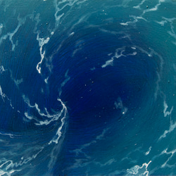 【絵画 油彩】『私は深淵に辿り着きたいのだ』作品サイズ8.5×8㎝　額入り 4枚目の画像
