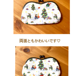 がま口メガネケース&ミニハンカチセット*ドイツ輸入生地acufactum＊クリスマスのマウス 4枚目の画像