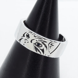 【再々販】シルバーカラー リアルな猫フェイスのリング 指輪 ブルージルコン フリーサイズ メンズ レディース 4枚目の画像