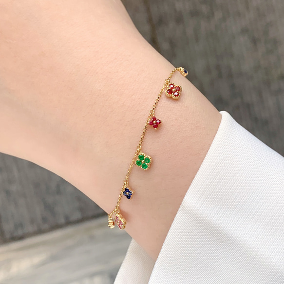 クローバーモチーフ ブレスレットk18 ブレスレット パール大好き