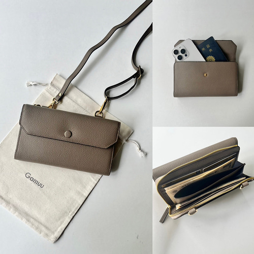 本革 超軽量 お財布ショルダー スマホショルダー L字型財布 お財布
