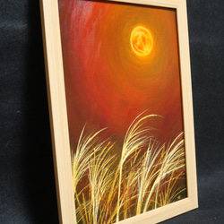 油絵 絵画 【ススキの橙色月】 6枚目の画像