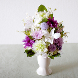 【仏花】紫とグリーンの鎮魂供花【供花】 3枚目の画像