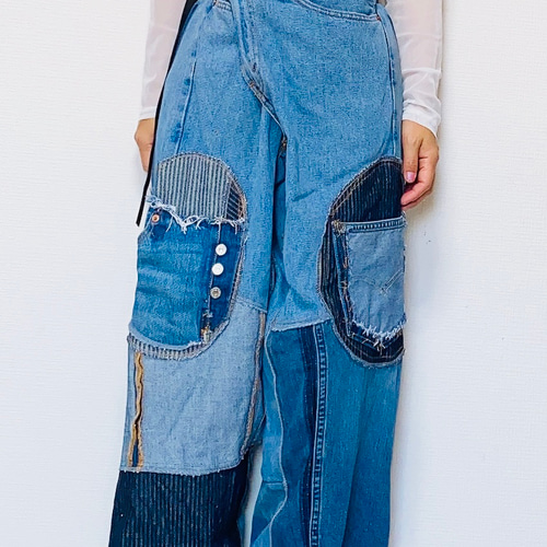 リーバイス パッチワークストレートデニム 新品・未使用品】リーバイス パッチワーク デニムジーンズ