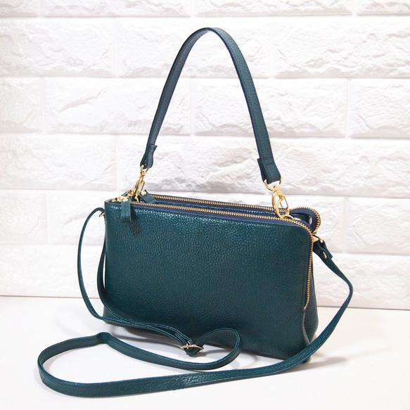 ☆ハンドメイド☆日本製☆本革☆お財布ポシェット☆L字ファスナー・大  