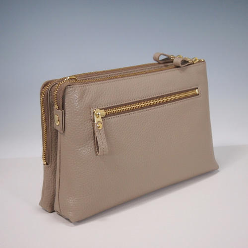 ☆ハンドメイド☆日本製☆本革☆お財布ポシェット☆L字ファスナー・大  