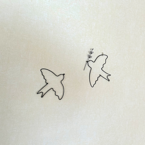 花と小鳥（フラワーリース）ワイヤーアート ワイヤークラフト 半