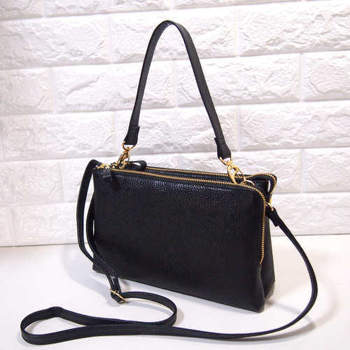 ☆ハンドメイド☆日本製☆本革☆お財布ポシェット☆L字ファスナー・大  