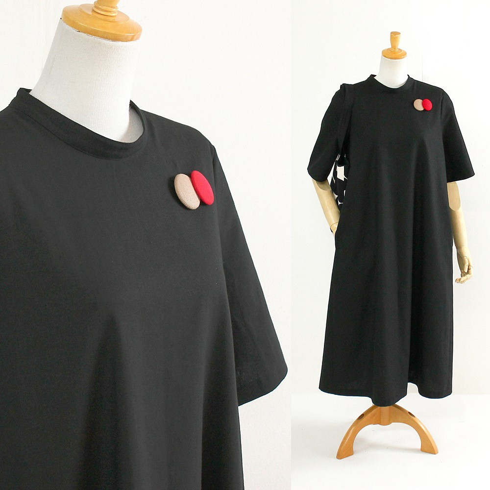 c_o_c_o_r_o　コットンリネン 後ろギャザーAラインワンピース