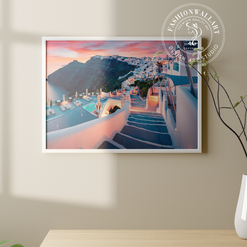 風景画/南仏リゾートの街「ニースの海辺」油絵F4 木製フレーム付き