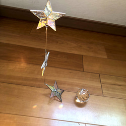 オーロラガラスの星のサンキャッチャー★ステンドグラスサンキャッチャー 8枚目の画像