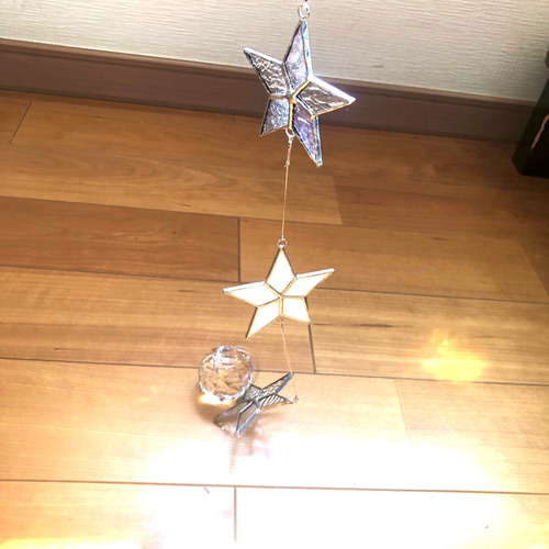 オーロラガラスの星のサンキャッチャー☆ステンドグラスサン