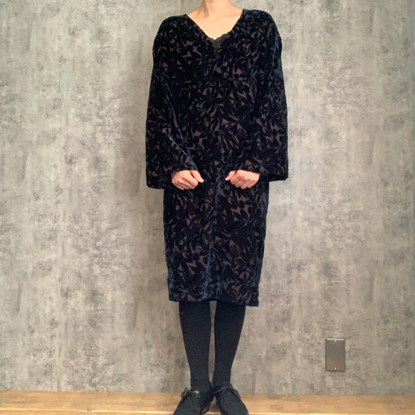Sale オパールベルベットのワンピース　Velvet dress 1枚目の画像