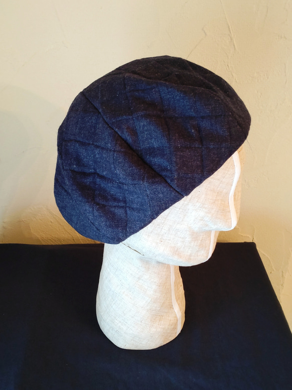 quilting beret re wool navy 10枚目の画像