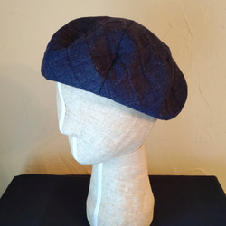 quilting beret re wool navy 8枚目の画像