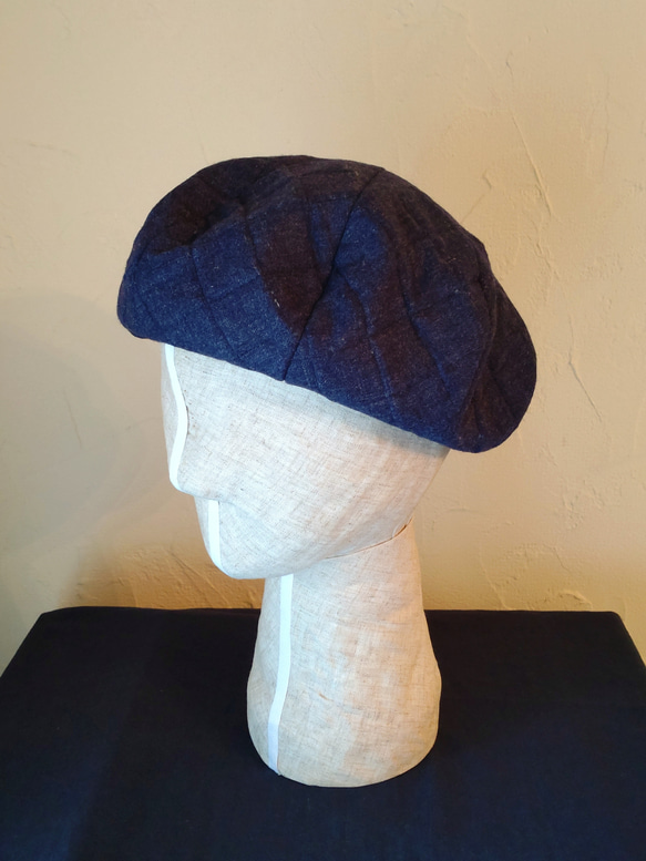 quilting beret re wool navy 8枚目の画像