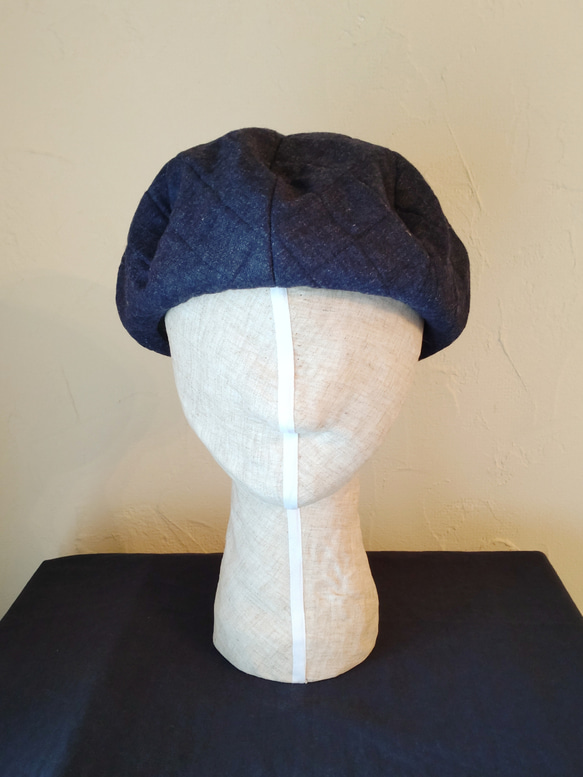 quilting beret re wool navy 3枚目の画像