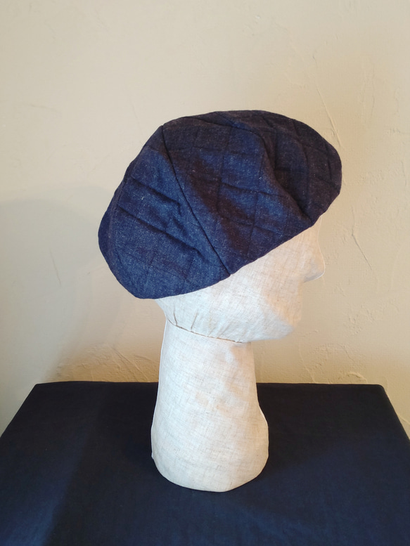 quilting beret re wool navy 6枚目の画像