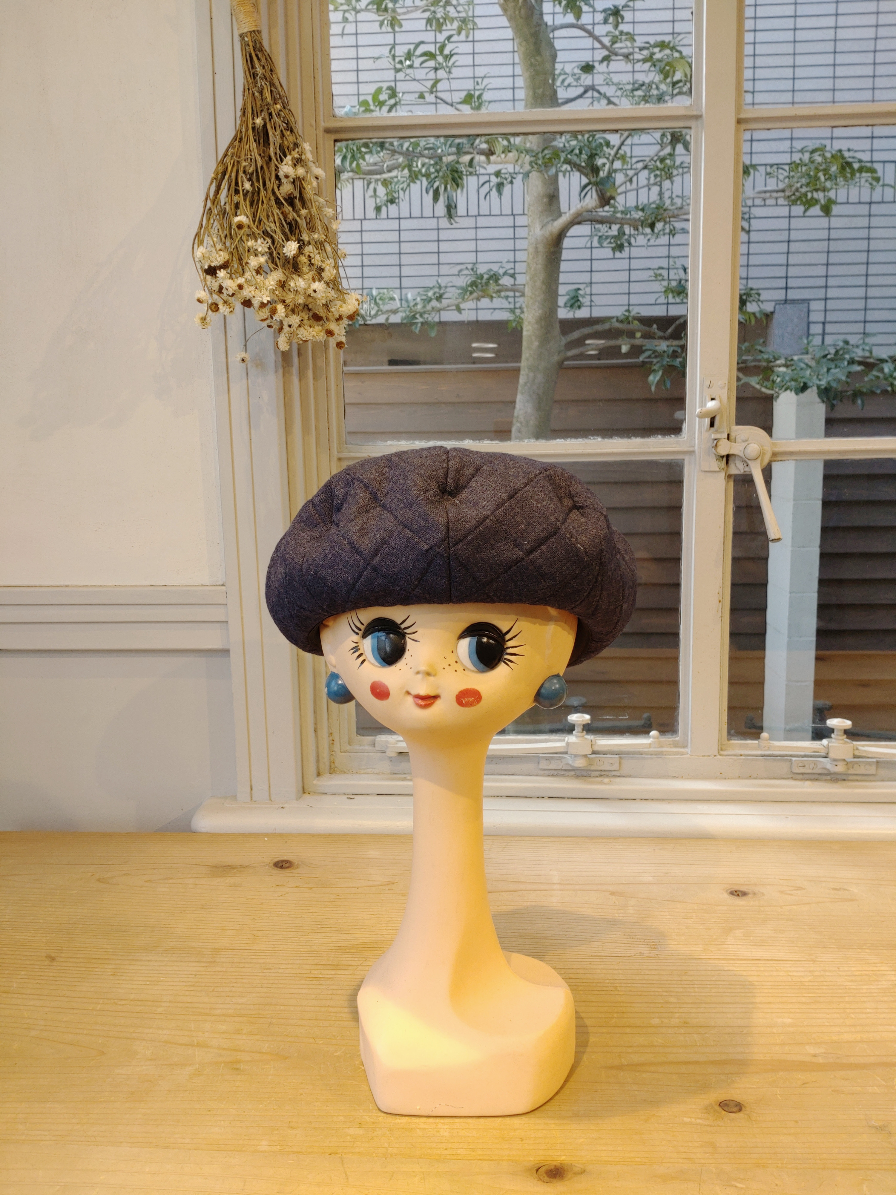 quilting beret re wool navy