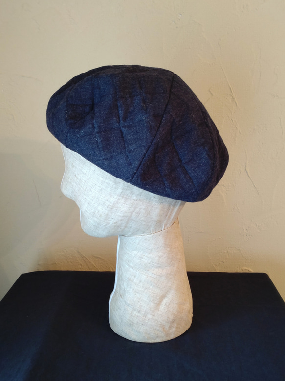 quilting beret re wool navy 4枚目の画像