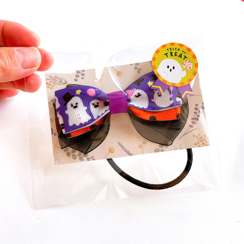 再販】まだ間に合う！ハロウィン リボン1個の値段 子供 お化け柄