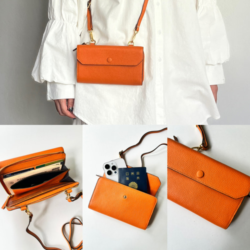 本革 超軽量 お財布ショルダー スマホショルダー L字型財布 お
