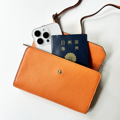 本革 超軽量 お財布ショルダースマホショルダー L字型財布 お財布