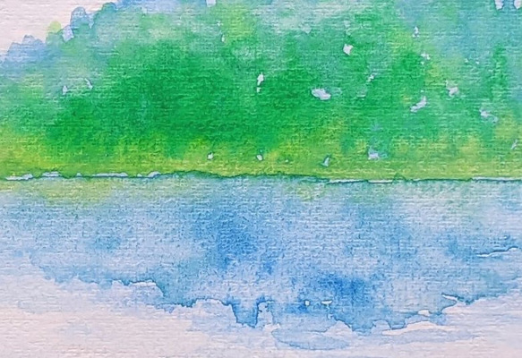 鏡映の湖　水彩画原画　(SM) 2枚目の画像