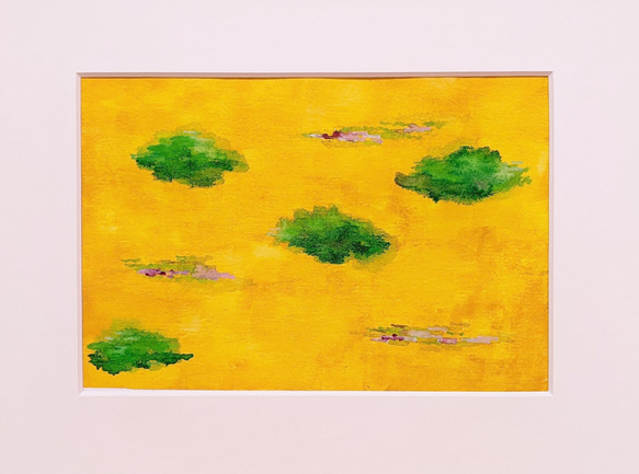 黄色の空と緑の雲 水彩画原画 (SM) 絵画 yko 通販 16429022