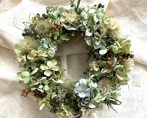 秋色紫陽花のドライフラワーリース リース Florist lugna 通販