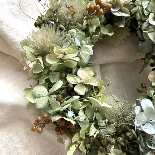 秋色紫陽花のドライフラワーリース リース Florist lugna 通販