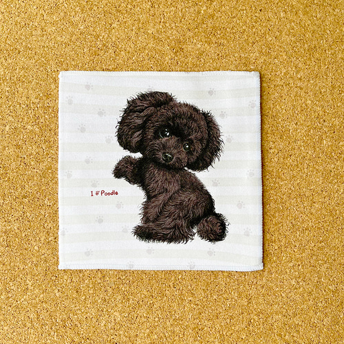 トイプードル黒】ハンカチタオルラッピング対応プレゼントにも