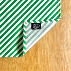 ランチョンマット★CHECK × STRIPE -Green- 名前テープ・サイズ変更可 4枚目の画像