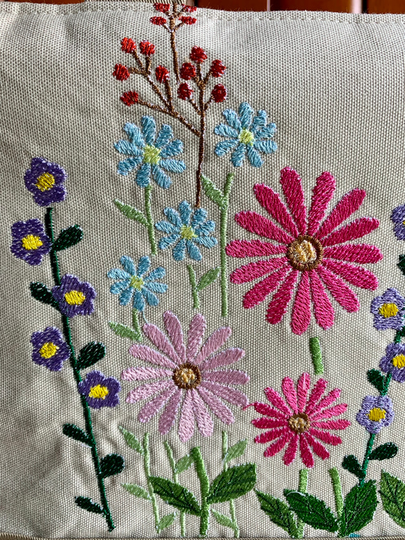 ファスナー付きお花刺繍ミニトートバッグ 3枚目の画像