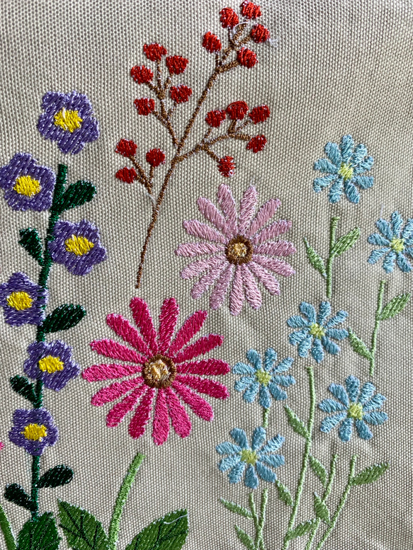 ファスナー付きお花刺繍ミニトートバッグ 4枚目の画像