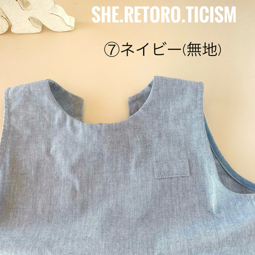 ミモザ 後ろゴム 袖なしスモック 再販☆110cm☆すぐに発送できる袖無しスモック☆ ＃後ろゴム