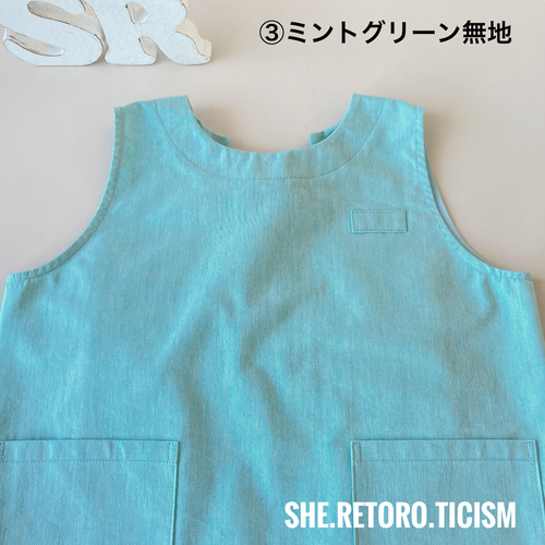 リニューアル☆120cm☆すぐに発送できる袖無しスモック☆ ＃後ろゴム