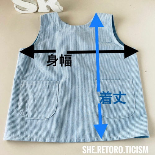 リニューアル☆120cm☆すぐに発送できる袖無しスモック☆ ＃後ろゴム