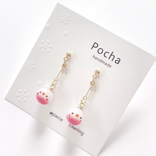 まん丸可愛い揺れるインコちゃんのピアス/イヤリング(S) ピアス