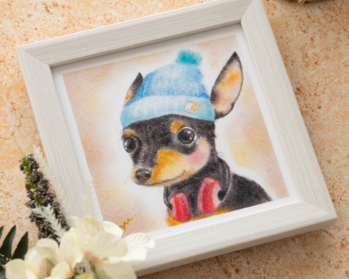 原画】『重量0地点』（動物画 パステル画 犬 猫 チワワ）