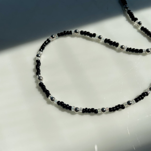 ＊Necklace＊ モノクロ ビーズネックレス チョーカー ビーズアクセサリー 韓国アクセサリー 3枚目の画像