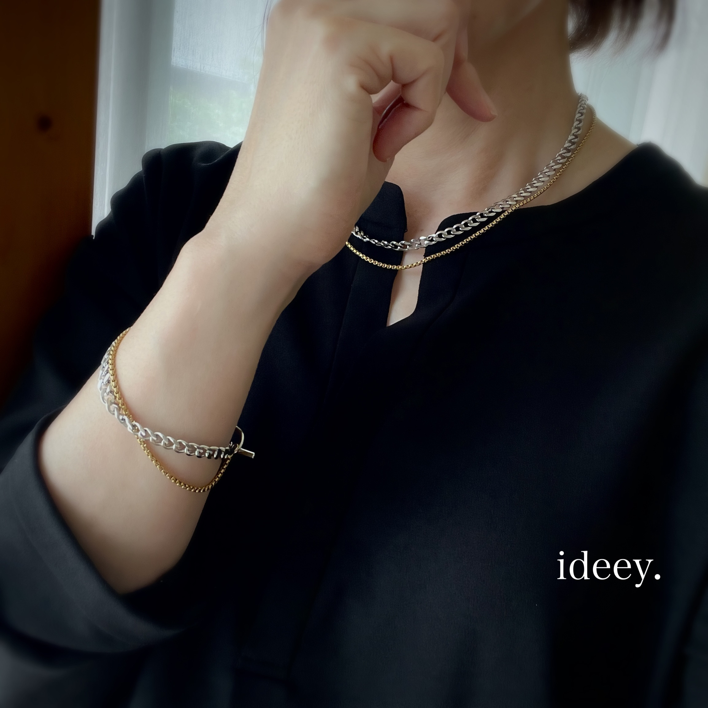 mixチェーンネックレス〈437〉