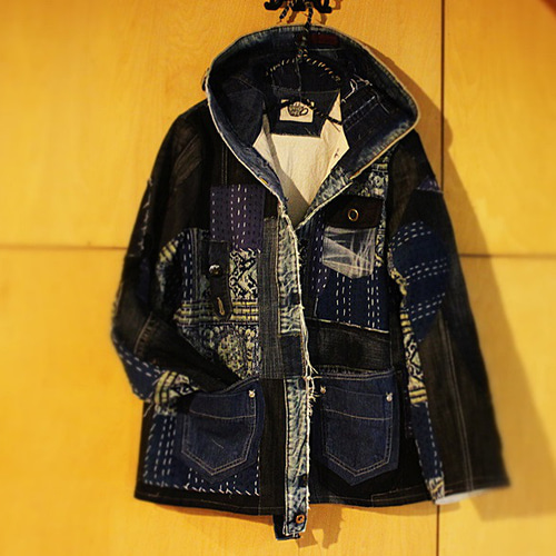 ☆SOLD☆男女兼用パッチワーク&刺し子のデニムジャケット ジャケット