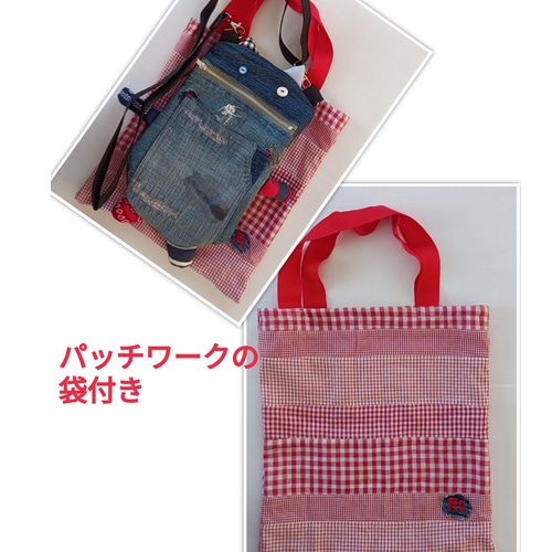 デニムリメイクおとぼけスマホショルダー スマホポシェット