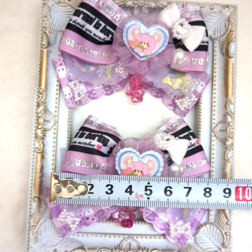 ヘアリボン ハンドメイド xoxo柄 ヘアクリップ 雑貨・その他 手作り 
